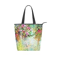 ALAZA Tote Canvas Shoulder Bag Watercolor Flower Spring Floral Womens Handbag