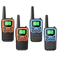 Walkie Talkies, MOICO Long Range Walkie Talkies for Adults with 22 FRS Channels, Family Walkie Talkie with LED Flashlight VOX LCD Display for Hiking Camping Trip (2Orange & 2Blue)