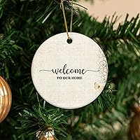 Personalized 3 Inch Welcoem to Our Home White Ceramic Ornament Holiday Decoration Wedding Ornament Christmas Ornament Birthday for Home Wall Decor Souvenir.