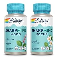 SOLARAY SharpMind Mood and SharpMind Focus Bundle - Mood Support Supplement Plus Mental Alertness Nootropic Supplement - Gluten Free, Vegan, Lab Verified - 30 Servings, 30 VegCaps Each