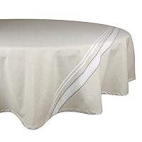 DII French Stripe Dining Table Collection Farmhouse Style Tablecloth, 70 Inches Round, Taupe/White