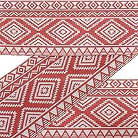Orange Aztec Geometric Fabric Laces for Crafts Printed Velvet Trim Fabric Sewing Border Ribbon Trims 9 Yards 3 Inches