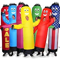 LookOurWay Air Dancers Inflatable Tube Man Costume - Wacky Waving Inflatable Tube Guy Blow Up Halloween Costume - Adult Size - Sale Red