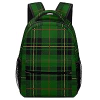 Green Scottish Tartan Plaid Laptop Backpack Fashion Shoulder Bag Travel Daypack Bookbags for Men Women