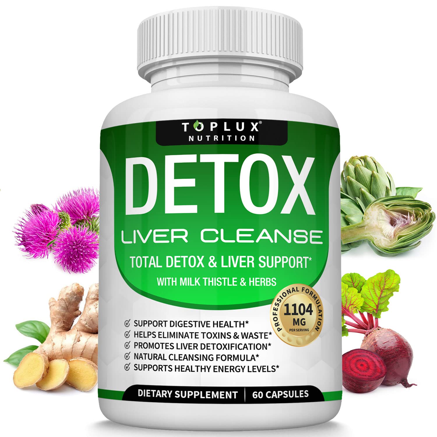 Mua Detox Cleanse Liver Support & Repair Formula - Liver Cleanser Natural 5  Day Detox, Support Digestion System, Flush Toxins & Urinary Tract, Milk  Thistle Extract 25+ Herbs, 60 Capsules, Toplux Nutrition