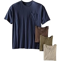 Men's Pocket Crew Neck T-Shirt (Pack of 4), Assorted Earth Tones, Medium