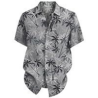 2024 Summer Floral Printed Shirt for Men, Casual Short Sleeve Lapel Shirt,Loose Fit Button Down Shirts Big and Tall