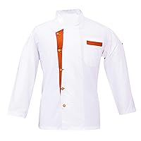 Creation SK-34 Men's White Chef Coat/Chef Jacket Strips in Multi-Color (Size=XXS-7XL)