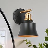 Sconce Wall Lighting, Modern Farmhouse Black Gold Wall Mounted Sconces, 1-Light Bathroom Light Fixtures with Metal Shade for Bedroom, Bathroom and Living Room