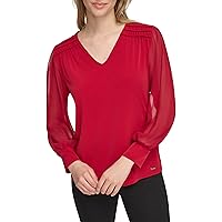 Calvin Klein Women's V Neck Knit Long Sleeve