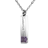 Fanery sue Personalized Custom Cremation Necklace Urn for Ashes Keepsake Memorial Bar Pendant Jewelry - 316L Titanium Steel