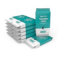 Amazon Basics Flushable Adult Toilet Wipes, Fragrance Free, 42 Wipes per pack (12 packs)= 504 Count