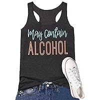 Drinking Tank Women May Contain Alcohol Tanks Summer Drinking Comical Sleeveless Alcohol Drinking Shirt Wine Lover Top