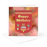 Happy 84th Birthday Banner, Cake, Gifts and Balloons - Greeting Card, 6 x 6 inches, single (gc_186530_5)