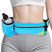Running Belt with 30ML Water Bottle Waterproof Running Fanny Pack Hydration Belt with Earphone Hole ＆ Reflective Stripes Fit 6'' Phone Black