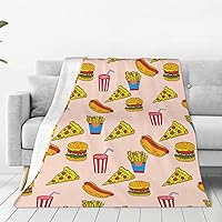 Pizza Hot Dog Hamburger Flannel Blanket Ultra-Soft Micro Fleece Blanket for Couch Sofa Bed Office for Adults Kids Pet in All Seasons Bedding Blanket 40