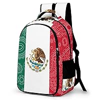 Mexican Paisley Flag Travel Backpack Double Layers Laptop Backpack Durable Daypack for Men Women
