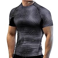 Men's Athletic Workout Compression Shirt Short Sleeve Sports Baselayer T-Shirts Tops Workout Tummy Control Tee Shirt
