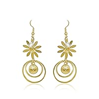 Gold Plated Crystal Teardrop Twist Wave Fashion Dangle Drop Earrings for Women Teen Girls with Gift Box - See Price Inside