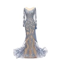 Gorgeous Lace Mermaid Prom Reception Dresses with Long Sleeves