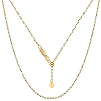 Jewelry Affairs 14k Yellow Real Gold Adjustable Cable Chain Necklace, 0.9mm, 22