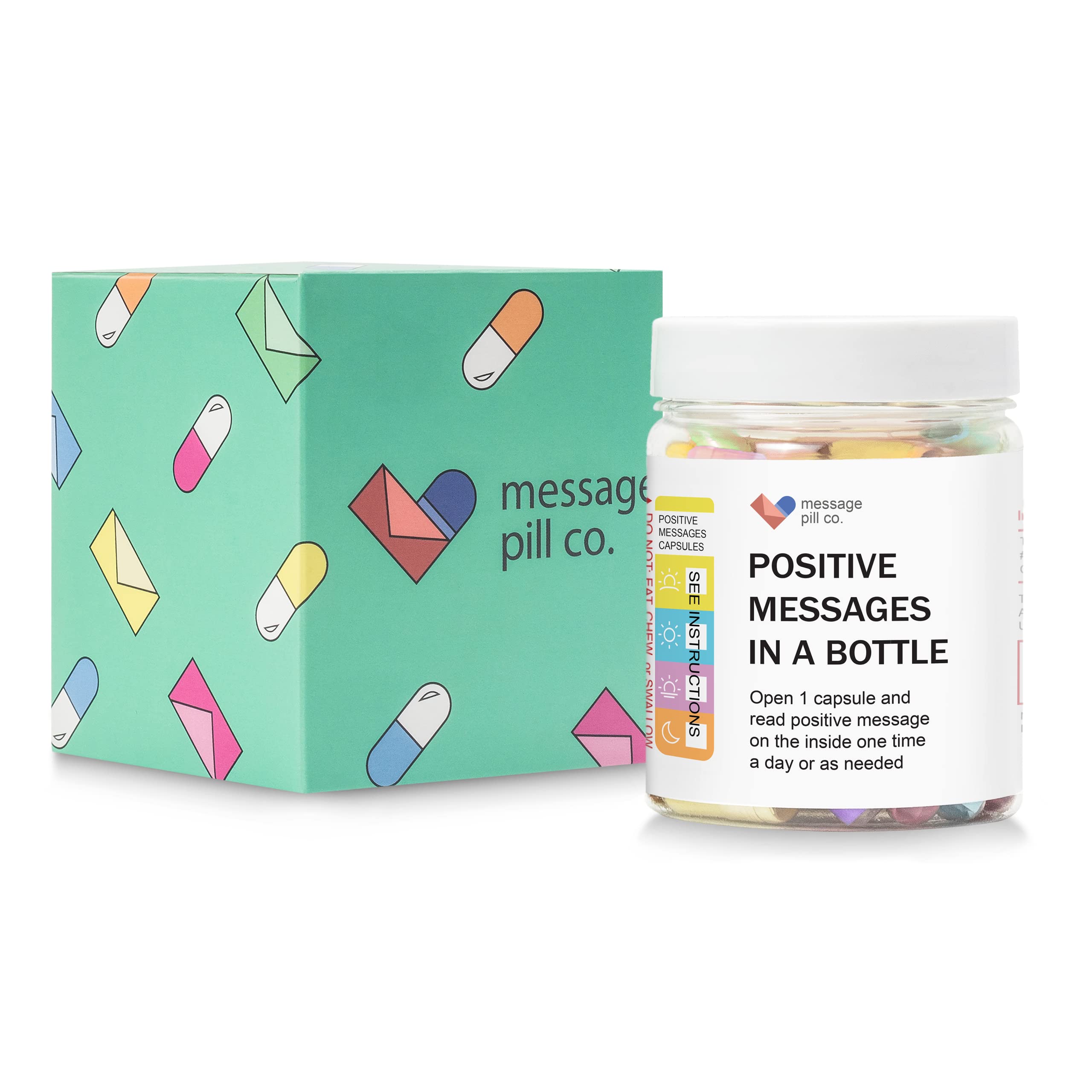 MESSAGE PILL CO. Self Care Gifts - 50 Positive Affirmations Get Well Soon Gifts for Women and Men Stress Relief. Self Care Kit with Daily Messages for Meditation, Mindfulness & Relaxation