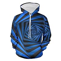Men 3D Striped Print Hoodies Tops Casual Hooded Sweatshirt Athletic Drawstring Pullover Sweater Loose Stylish Hoodie
