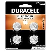 Duracell 2032 Lithium Battery. 4 Count Pack. Child Safety Features. Compatible with Apple AirTag, Key Fob, and other devices. CR2032 Lithium 3V Cell. 2032 Battery, Lithium Coin Battery