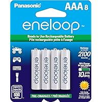 Eneloop Panasonic BK-4MCCA8BA AAA 2100 Cycle Ni-MH Pre-Charged Rechargeable Batteries, 8-Battery Pack