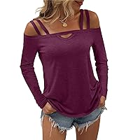 Women Off The Shoulder Tops Cut Out Long Sleeve Sexy Shirts