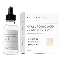 ASTERWOOD Hyaluronic Acid Serum 1 oz + Hyaluronic Acid Cleansing Face Soap 3.5 oz