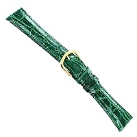 17mm deBeer Green Genuine Crocodile Turned Edge Hand Stitched Mens Band Short