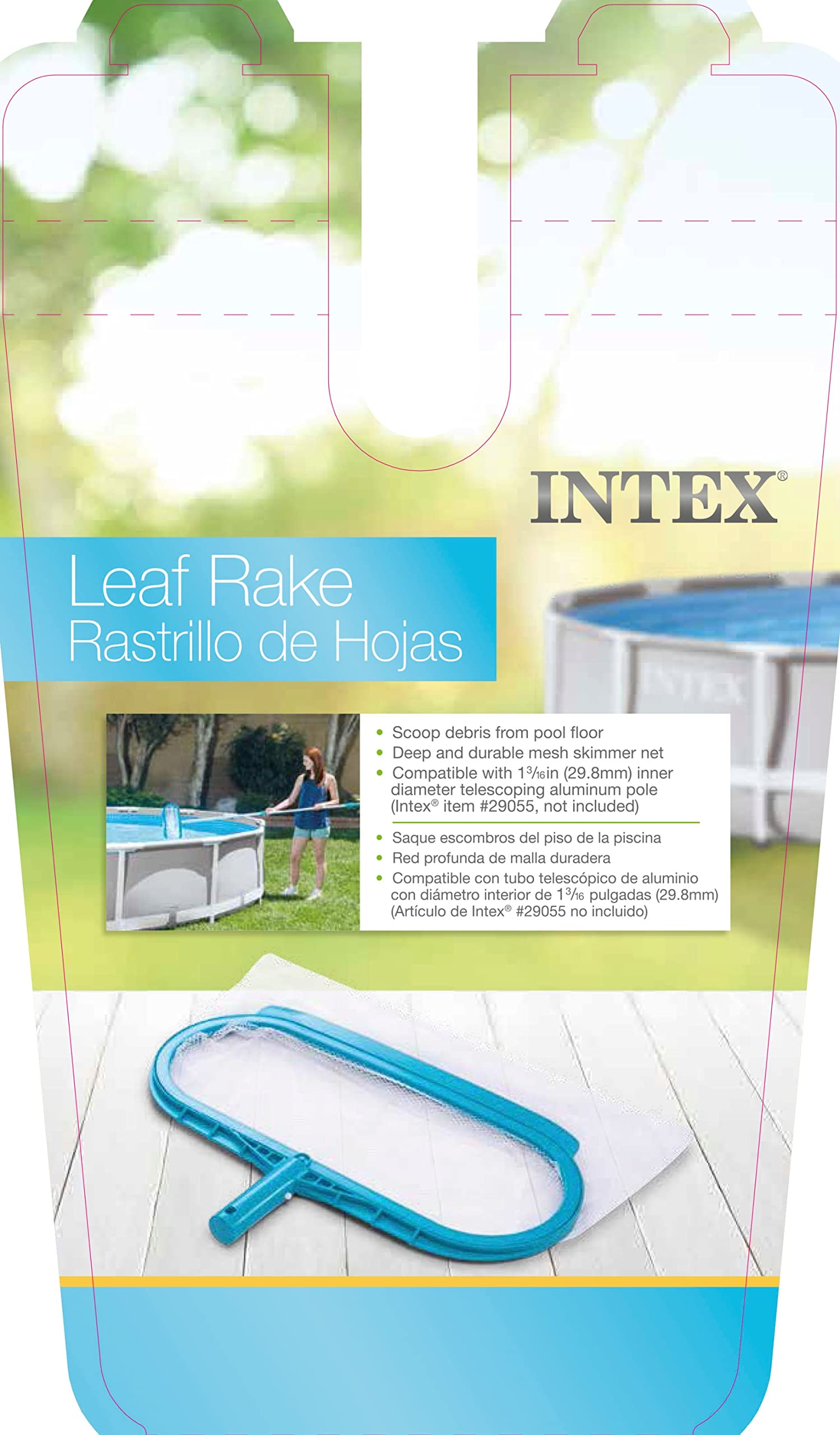 Intex 29051E Leaf Rake for Above Ground Pool Maintenance, 1-Pack, Blue