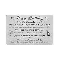 Son Birthday Card Gifts, Engraved Metal Wallet Card