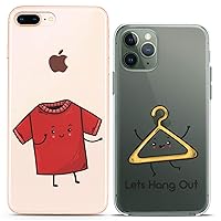 Matching Couple Cases Compatible for iPhone 15 14 13 12 11 Pro Max Mini Xs 6s 8 Plus 7 Xr 10 SE 5 Quote Slim fit Flexible Cute Lets Hang Out Clear Cover Cartoon Print Friends Kawaii