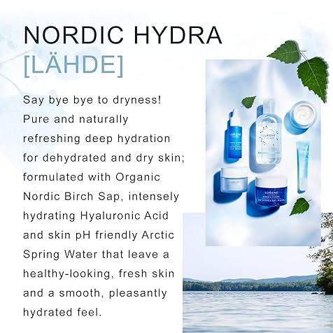 Nordic Hydra Intense Hydration 24H Face Moisturizer - Lightweight Face Cream + Dry Skin Hydrating Moisturizer - Organic Nordic Birch Sap, Arctic Spring Water & Plumping Hyaluronic Acid (1.7oz)