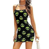 Symmetrical Alien Sleeveless Mini Dresses for Women Backless Adjustable Slip Sundress Party Club