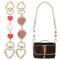 2PCS Purse Strap Extenders, Red Strawberry Heart Purse Chain Heart Shape Metal Chain Strap Extender Replacement Bag Chain Straps Charms for Shoulder Cross-Body Purse Clutch Handbag