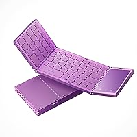 seenda Foldable Bluetooth Keyboard, Multi-Device Mini Wireless Keyboard with Touchpad, Pocket Size and Rechargeable, Travel Keyboard for iPad, iPhone, Tablet, Windows, Mac - Purple