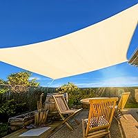 6'x10' Sun Shade Sail Curved Commercial Outdoor Shade Cover Cream Rectangle Heavy Duty Permeable 185GSM Backyard Shade Cloth for Patio Garden Sandbox (We Make Custom Size)