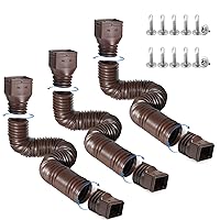 Rain Gutter Downspout Extensions, Flexible Downspout Extender for Rain Water Drainage, Down Spout Drain Extension Extendable from 21 to 68 Inches(3 Pack, Brown)