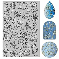 CHGCRAFT Ocean Shells Clay Texture Mat Ocean Animal Clay Modeling Pattern Pad Texture Sheets for Polymer Clay Making Earrings Jewelry, 4x2.6inch