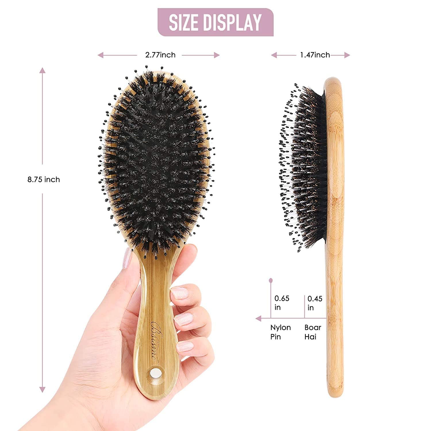 Mua Hair Brush Comb Set Boar Bristle Hairbrush for Curly Thick Long Fine  Dry Wet Hair,Best Travel Bamboo Paddle Detangler Detangling Hair Brushes  for Women Men Kids Adding Shine Smoothing Hair trên