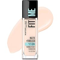 Fit Me Matte + Poreless Liquid Oil-Free Foundation Makeup, Fair Porcelain, 1 Count (Packaging May Vary)