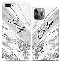 Matching Couple Cases Compatible for iPhone 15 14 13 12 11 Pro Max Mini Xs 6s 8 Plus 7 Xr 10 SE 5 Custom Gray Marble Name Pattern Gift Clear Relationships Silicone Cover Mate Best Friends Nature