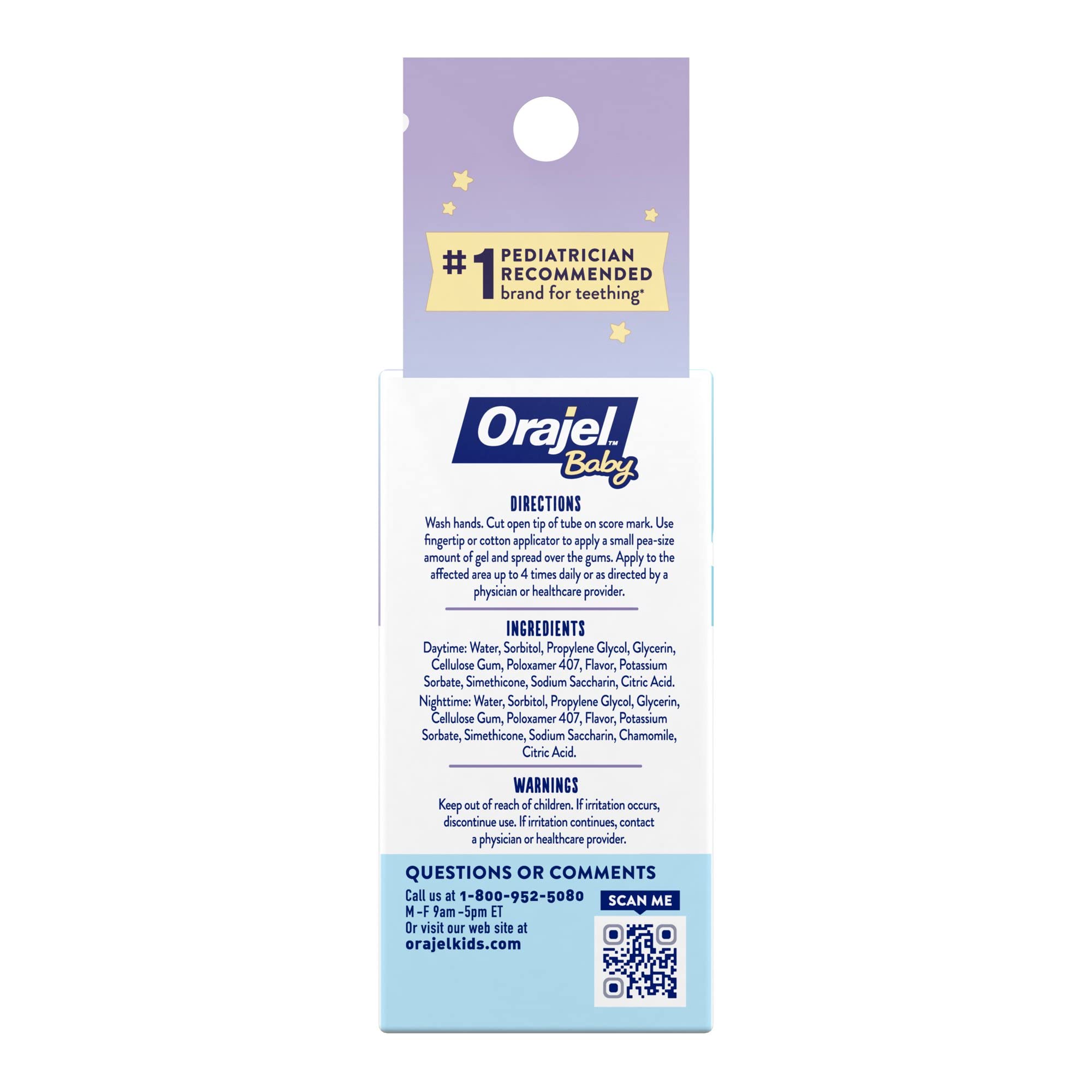 Orajel Baby Non-Medicated Cooling Gel Day & Night 0.18 Ounce (3 Pack)