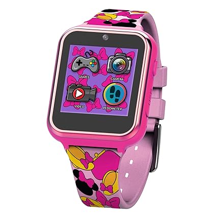 Accutime Kids Disney Minnie Mouse Pink Educational, Touchscreen Smart Watch Toy for Girls, Boys, Toddlers - Selfie Cam, Learning Games, Alarm, Calculator, Pedometer and More (Size: 40mm)