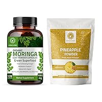 Organic Moringa Capsules 120 Capsules 1000mg and Pineapple Fruit Powder - 227g