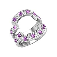 Alternate Round Gemstone or Diamond Enhancer Double Guard Ring (White Diamond 1.04 ctw, Color I-J, Clarity I2-I3) in 925 Sterling Silver