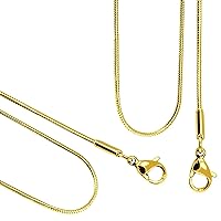 555Jewelry 1.2mm Stainless Steel Snake Chain Necklace for Men & Women, Gold, 16 & 18 Inch Chains, Stainless Steel Necklace for Men, Classic Necklace for Women, Simple Thin Delicate Chain Necklace